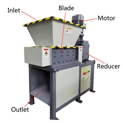1000kg/h リサイクル クラッシャー 機械 ダブル シャフト プラスチック ボトル モバイル スクラップ シェード
